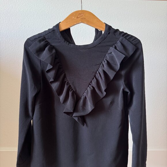 H&M Black Tuxedo Ruffle Blouse | Feminine Statement Top | Size 4 - Picture 6 of 15